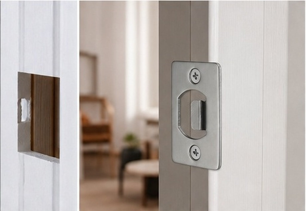 Door Reinforcer Kit - 4Pcs Lock Tongue Strike Plates Heavy