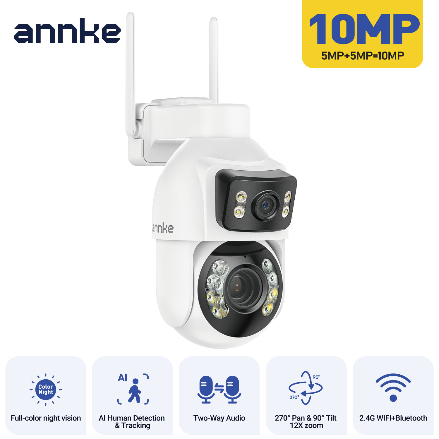 ANNKE 3 Inch PTZ Dual-Lens Sec - Home Security Google Camera recension och pris