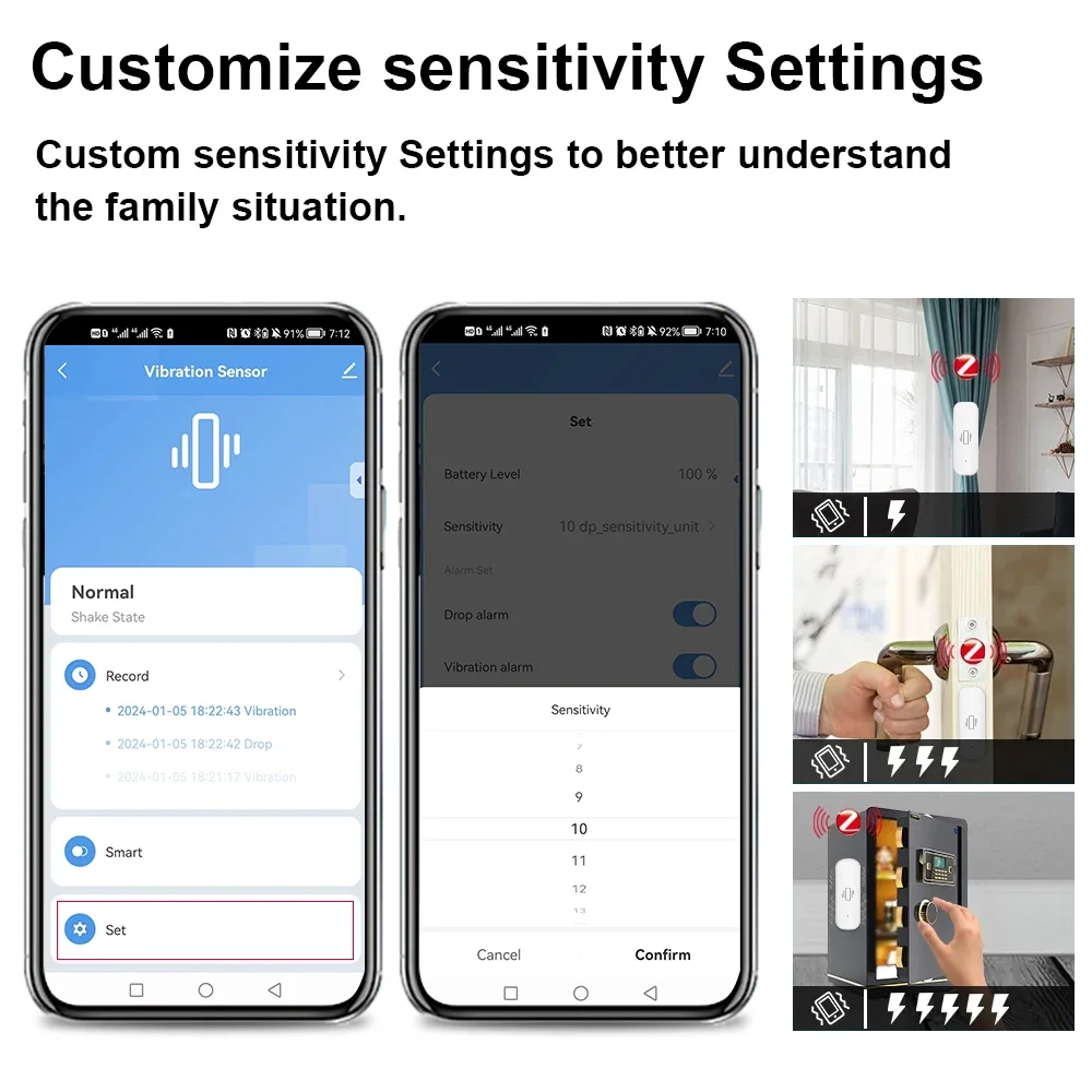 Smart ZigBee Vibration Sensor  - Home Security And Monitoring recension och pris