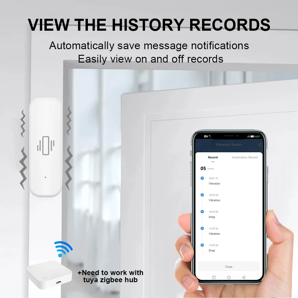 Smart ZigBee Vibration Sensor  - Home Security And Monitoring recension och pris