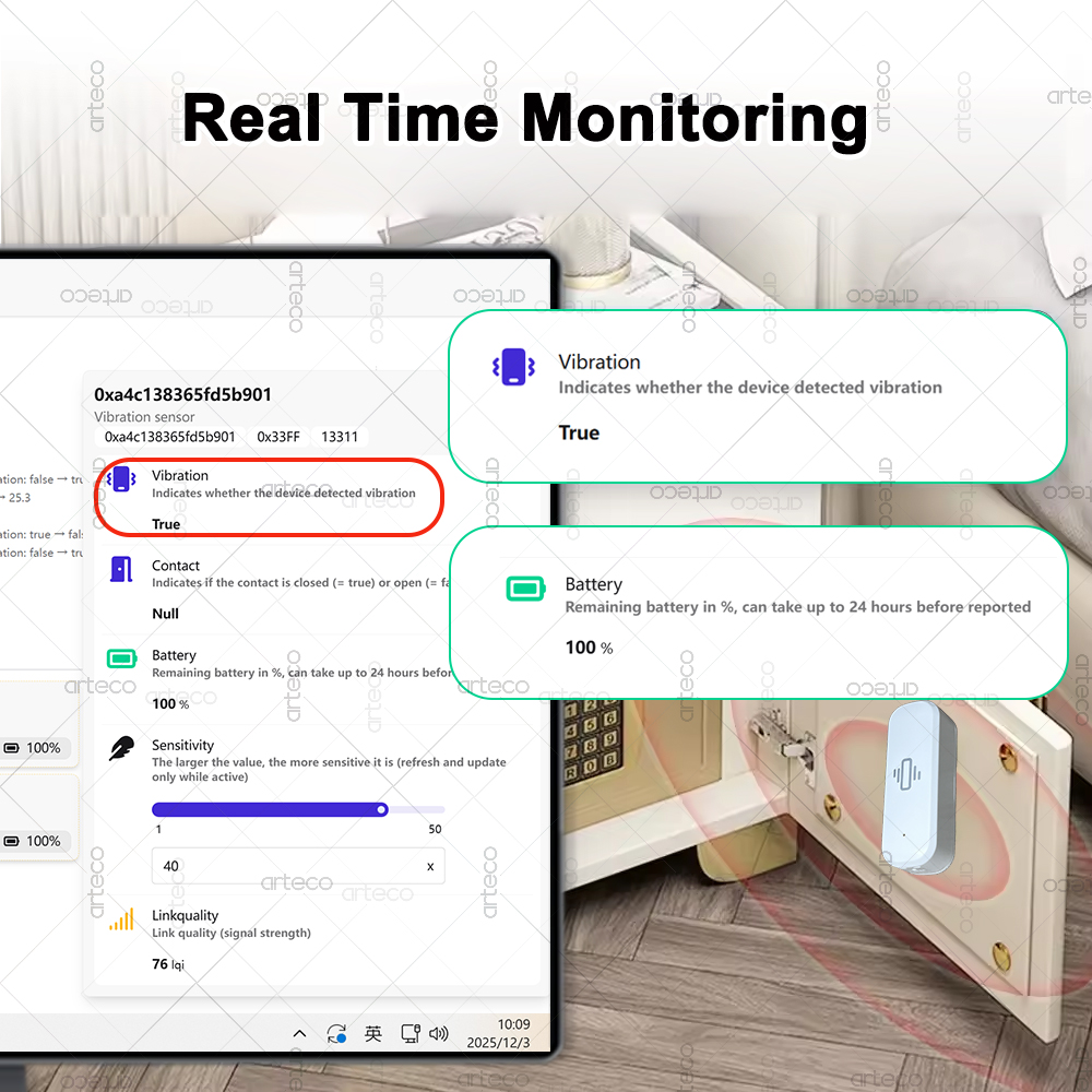 Smart ZigBee 3.0 Vibration Sen - Home Security And Monitoring recension och pris