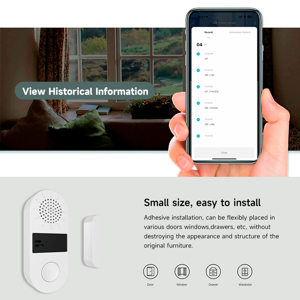 Tuya Zigbee Wireless Door Wind - Window Alarm Sensor recension och pris
