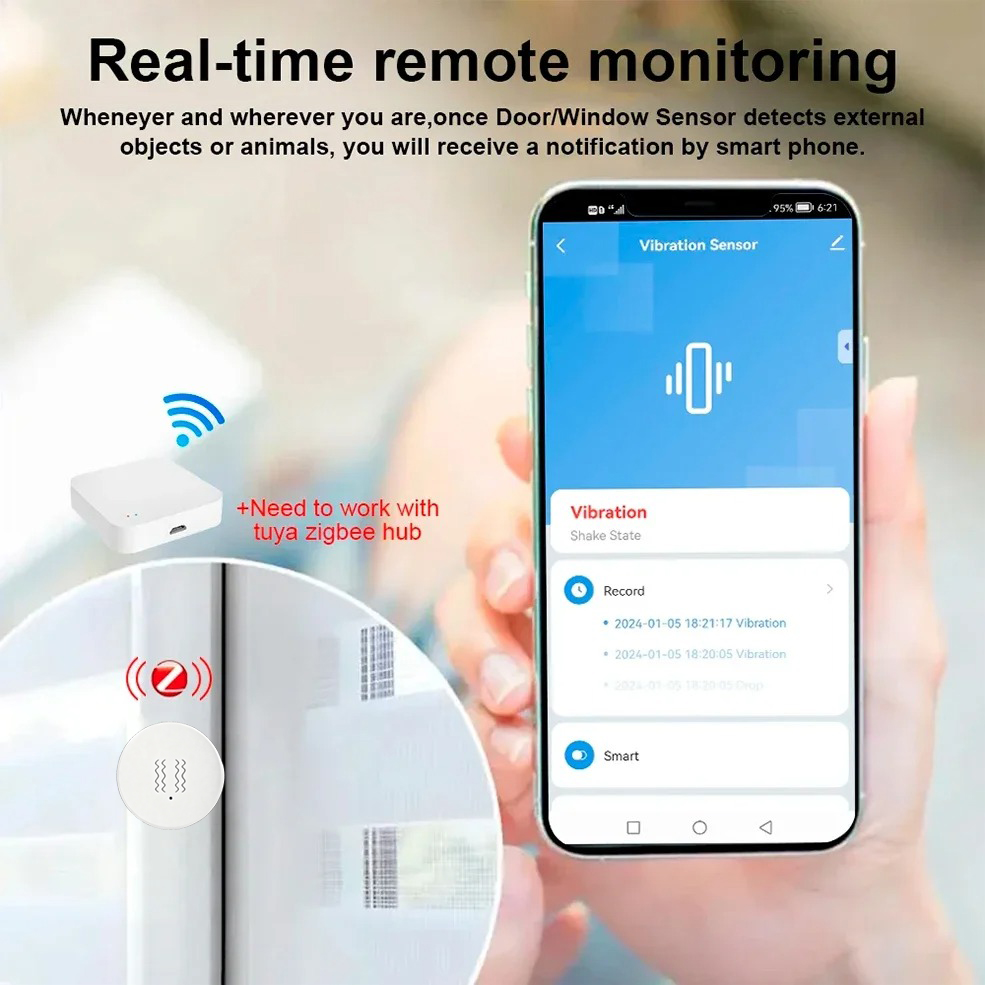Tuya ZigBee Smart Vibration &  - Home Security And Monitoring recension och pris
